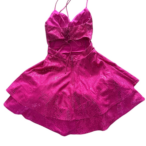 City Studio Fuchsia Sequin Layered Dress - Picture 6 of 10
